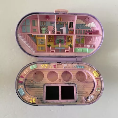 Vintage 1992 Polly Pocket Stampin' School Stamper Purple Compact Incomplete