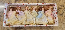 Dillards Trimmings Victorian Porcelain  Doll Christmas Ornaments 3.5" Box of 6
