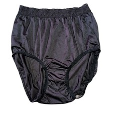 Vintage Hanes Her Way Size 7 Black High Waisted Panties Nylon Glossy