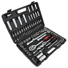94 Pcs Wrench Socket Screwdriver Tool Set Kit Mechanics 1/2 1/4in With Case KUGG