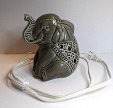 Ceramic Elephant w/Trunk Up Tabletop Night Light Accent Lamp Corded