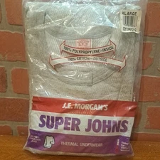 VTG  JE Morgan Thermal Underwear Super Johns Long Sleeve Shirt Gray New