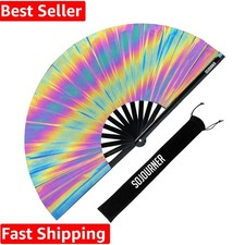 Rave Fan - Large Folding Fan - Clack Fan Hand Fan for Raves, Halloween, Burle...