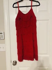 Cheryl Creations Fringe Flapper Dress Red Size L Halloween Cocktail Party