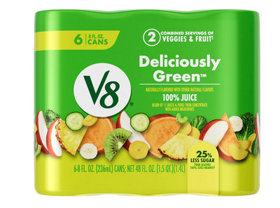 V8 Deliciously Green 100% Fruit and Vegetable Juice, 8 fl oz Can (6 Pack)