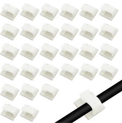100 Stück Selbstklebende Kabelclips, Flachkabelmanagementclips, Klar Weiß Draht