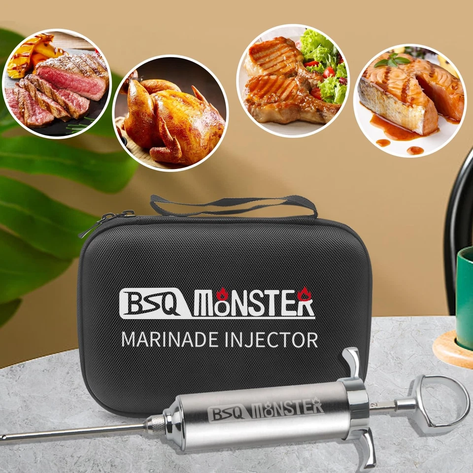 Kit de jeringa inyectora de carne BSQ MONSTER con 4 inyectores de adobo profesionales N... Foto 4 de 4