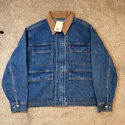 Levi's Denim Mens Medium Blue Relaxed East Port Jacket Brand New