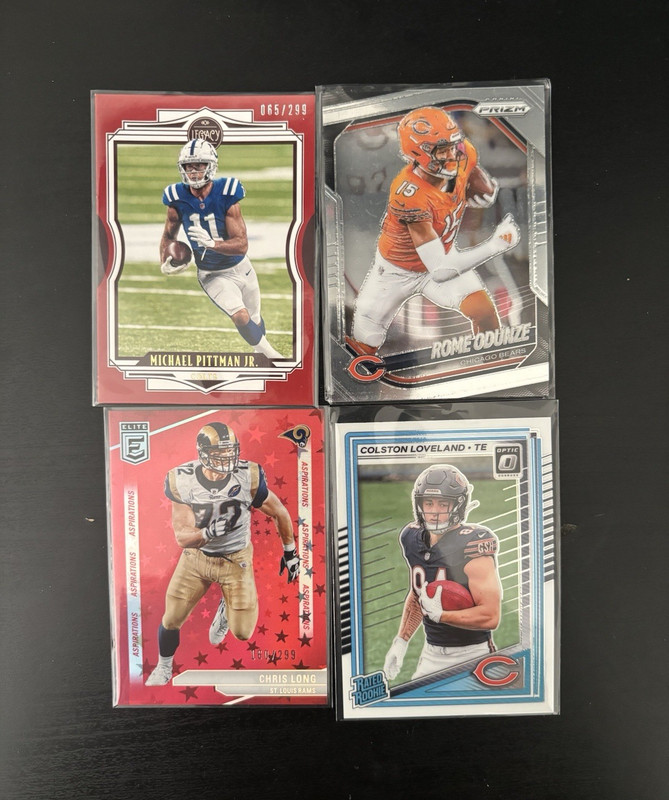 Panini 2024 Legacy/Prizm/Optic/Elite NFL Card Lot (4) Pittman Odunze