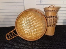 Vintage Woven Wicker Basket Bundle Of 2