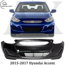Front Bumper Cover Fascia & Lower Grille For 2015-2017 Hyundai Accent