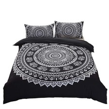 3 Piece Bohemian Duvet Cover Sets Queen Size Mandala Elephant Boho Chic Beddi...
