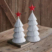Set Of Two Farmstead Christmas Trees Metal Home Decorative Collectible