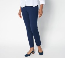 Susan Graver Every Day Petite Smart Ponte 350 Slim Ankle Pants Navy S New