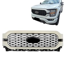 Front Bumper Grille Upper Black and White Mesh Replacement for F150 2021-2023