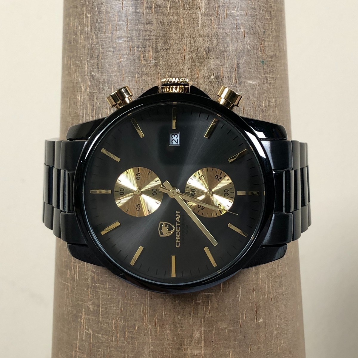 Cheetah Men CH-1604 Dress Chronograph Black Tone Quartz Analog