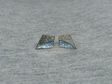 Vtg 925 Sterling Silver Blue Enamel Stud Earrings