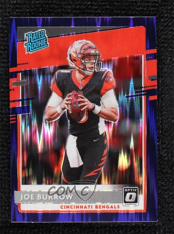 2020 Panini Donruss Optic Rated Rookies Purple Shock Prizm Joe Burrow Rookie RC