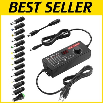 Universal Multi-Voltage Power Adapter 100V-240V - LCD Display & Safety Features