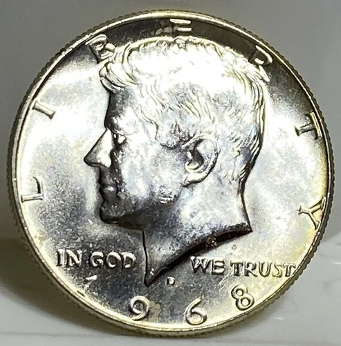 1968 D Kennedy Half Dollar  - 40% SILVER - CHOICE BU !  Cheap Shipping Too!