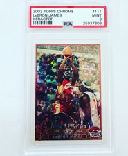 2003-04 Topps Chrome #111 LeBron James Xfractor Rookie Card RC #134/220 PSA 9. rookie card picture