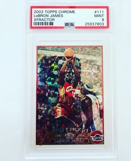 2003 04 Topps Chrome #111 LeBron James Xfractor Rookie Card RC #134/220 PSA 9