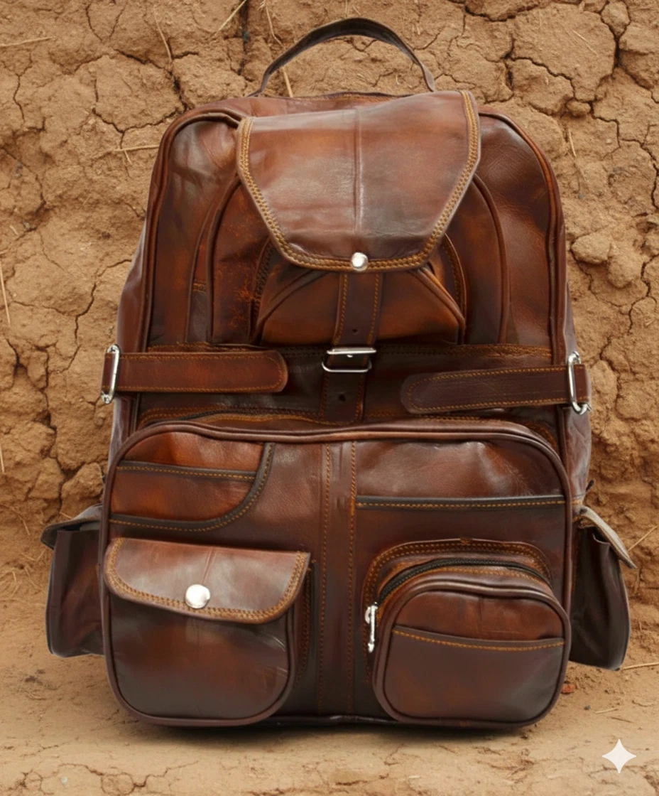 Men's Secure Leather Backpack Travel Rucksack Acuread Bag