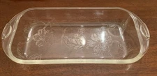 Vintage “S” “R” OVENWARE CLEAR GLASS  Floral Imprint Low Side Loaf Pan~Meat~Cake