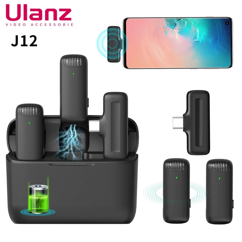 Ulanzi J12 Wireless Lavalier Microphone System Dual-Channel for iPhone Samsung