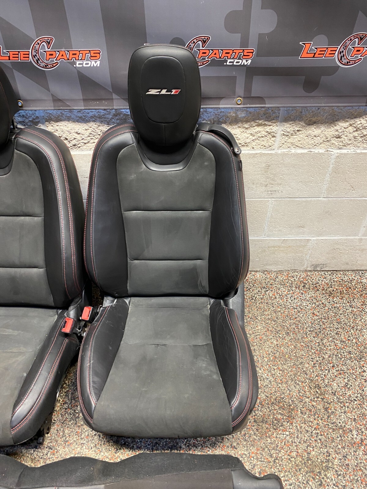 2015 CAMARO ZL1 OEM COUPE RECARO SEAT SET FRONT REAR BLACK LEATHER RED