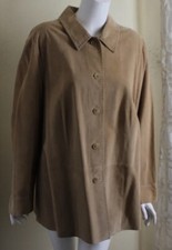 August Max Woman Sz 2x Soft Beige Suede Jacket Or Lightweight Car Coat Lux