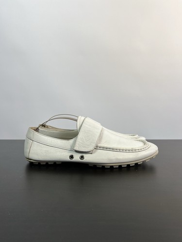 Scarpe da barca vintage Gucci da uomo in pelle sneakers con gancio e passante bianche taglia 40 E - Foto 4 di 24