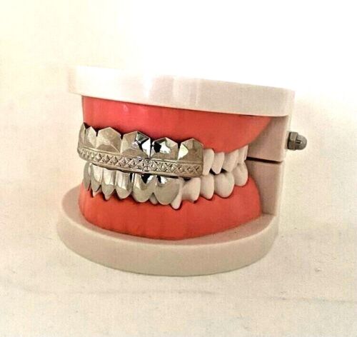 Halloween Joker Costume Silver Teeth Grills Grillz Deluxe Movie Pro Set+ Molds - Picture 5 of 5