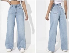 Romwe High Waisted Wide Leg Jeans