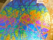 Dichroic Glass:CBS 90 COE Pixie Stix Pattern on Granite Textured  Black - 3"Sq