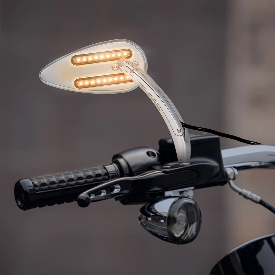 Espejos retrovisores LED con señales de freno y giro luz LED para Harley Sportster Dyna Foto 3 de 4