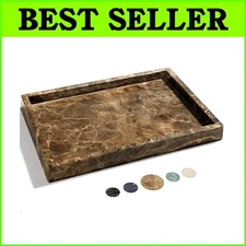 Natural Marble Rectangular Tray - 12"x8" Decorative Storage for Bath & Vanity