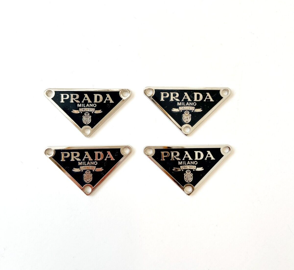 Prada Triangle Black and Silver Button Pendant Zipperpull - Bundle set of 4