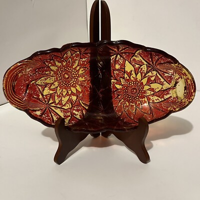 Vintage Ruby Red Indiana Glass Lily Pons 605 Relish Dish
