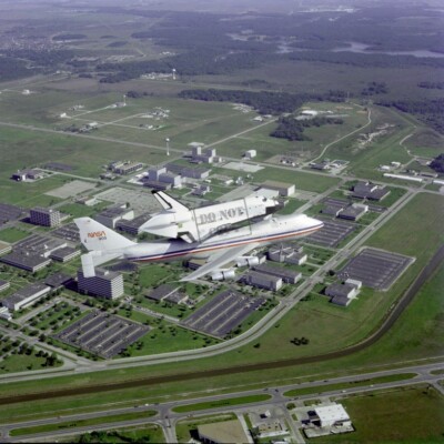 Ferry Flight Flyover Space Shuttle Challenger 12X12 PHOTOGRAPH