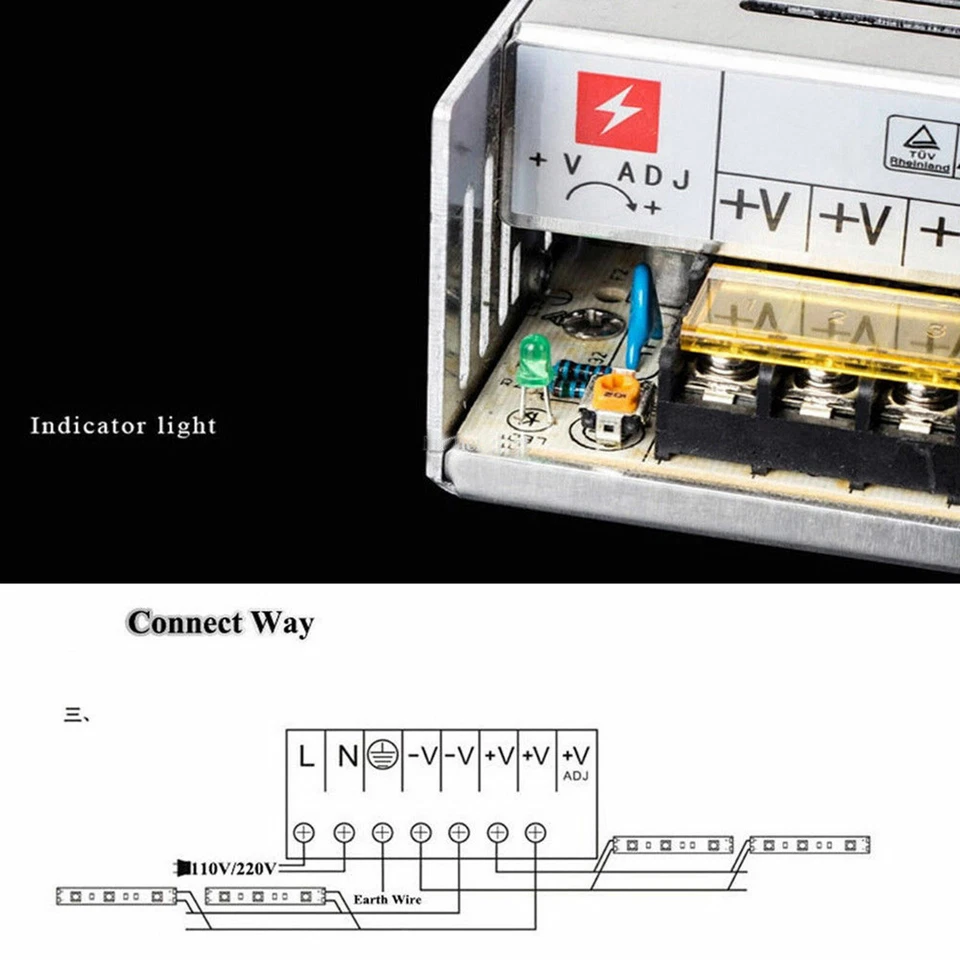 DC 5V 12V 24V 36V 48V Universal Regulated Switching Power Supply Driver Adapter - Image 3 of 4