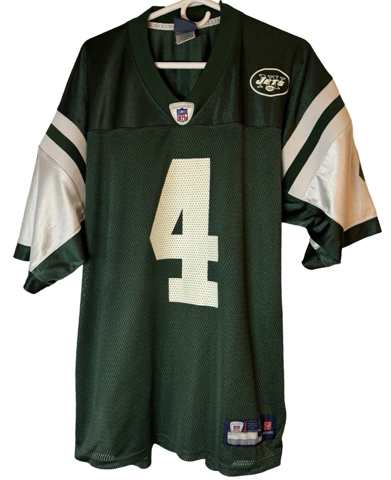 Camiseta de fútbol americano de colección Reebok Brett Favre #4 New York Jets NFL 100 % nailon clásica Foto 2 de 4
