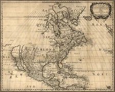 1600's Map North America, 1650, New Print Reproduction of an Old Map in French