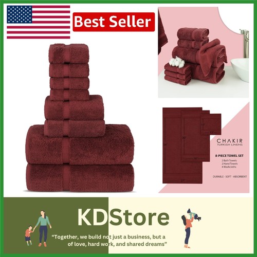Cranberry 8-Piece Turkish Towel Set - Durable 100% Cotton Luxury Towels