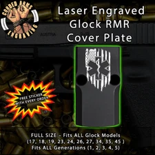 EMS Flag - Laser Engraved RMR Cover Plate for Glock 19 17 23