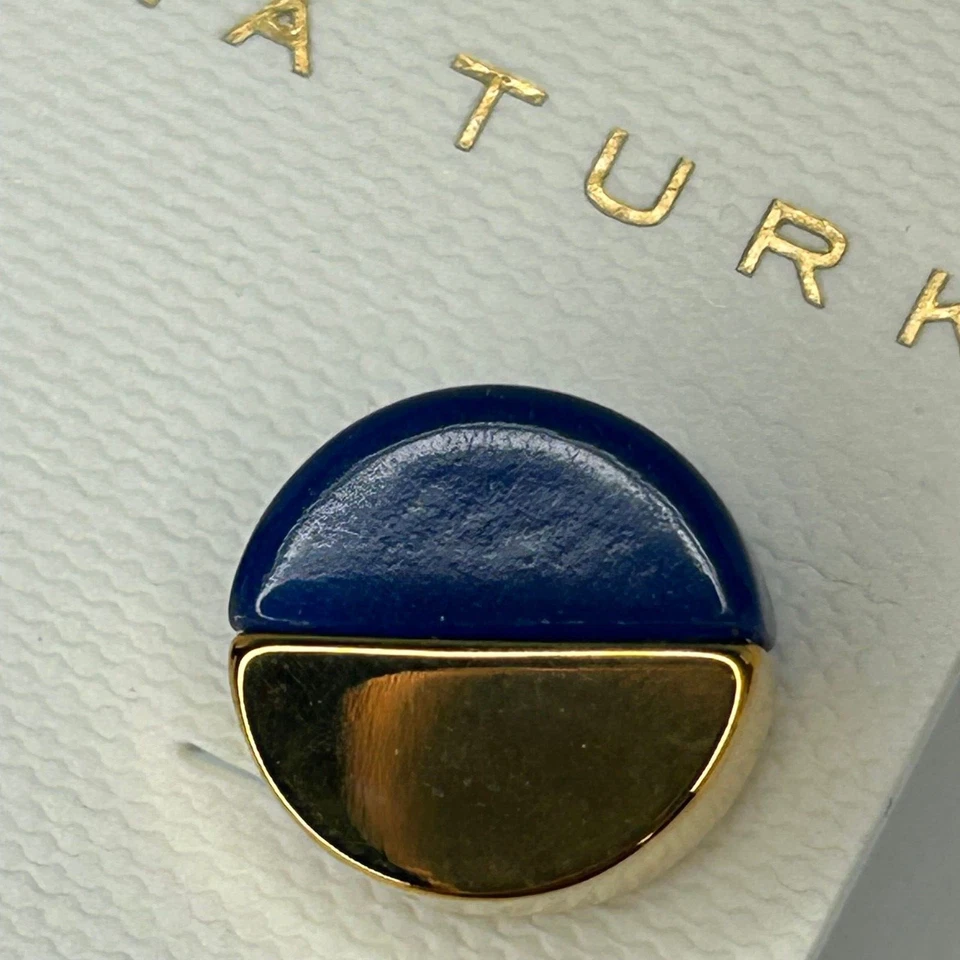 Серьги Trina Turk 0,5 дюйма золотистый синий люцит диск пирсинг гвоздики подписанные новые - Изображение 3 из 4