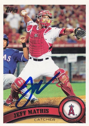 JEFF MATHIS LOS ANGELES ANGELS SIGNED CARD DIAMONDBACKS MARLINS RANGERS BLUE JAY - 第 1/1 張圖片
