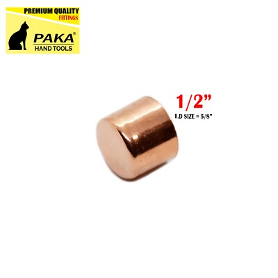 20 pcs 1/2'' COPPER CAP COPPER PIPE END CAP (FITS 5/8'' OD COPPER PIPE)