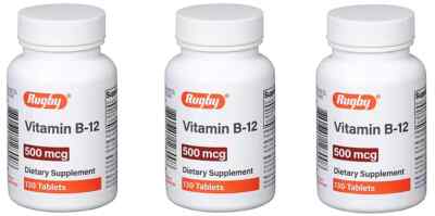 Rugby Vitamin B-12 500 MCG - 130ct (3 Pack)