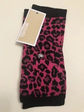 MICHAEL KORS Fold Over Cuff Sporty Leopard Flip Top Armwarmers Electric Pink